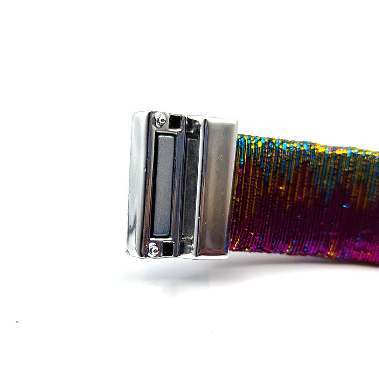 Pulsera de cuero de hebilla de imán de diamantes de imitación al por mayor